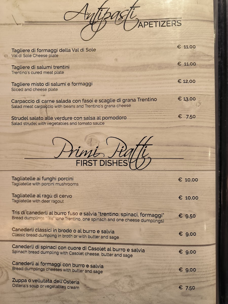 Menu Ristorante L'osteria Del Bosco-1